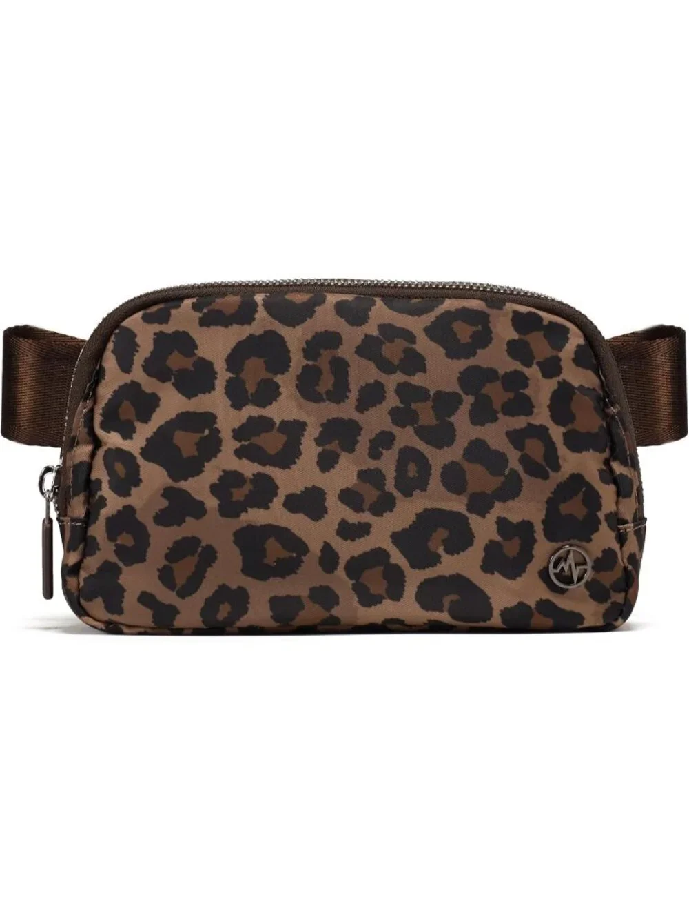 Men's Leopard Multi Crossbody Belt Bag Wide Zipper Adjustable Strap 3-Pockets